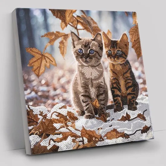 Craft Buddy "Autumn Kittens" Crystal Art Canvas Kit 30x30cm Hot