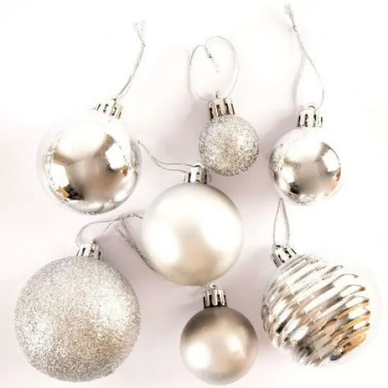 Craft Buddy BB50SIL: 50 Assorted Silver Mixed Sized Baubles Outlet