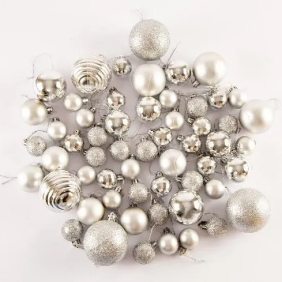 Craft Buddy BB50SIL: 50 Assorted Silver Mixed Sized Baubles Outlet