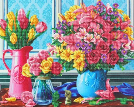 Craft Buddy "Beautiful Blooms" Crystal Art Canvas Kit 40x50cm Fashion