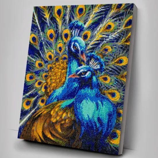 Craft Buddy "Blue Rapsody Peacocks" Crystal Art Canvas Kit 40x50cm Clearance