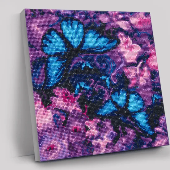 Craft Buddy "Blue Violet Butterflies" Crystal Art Canvas Kit 30x30cm Outlet