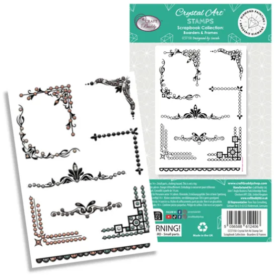 Craft Buddy Borders & Frames Crystal Art A6 Scrapbook Stamp Set Best