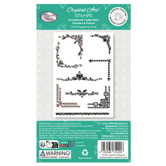 Craft Buddy Borders & Frames Crystal Art A6 Scrapbook Stamp Set Best