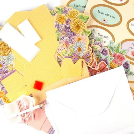 Craft Buddy "Bouquet Cards" Crystal Art Paper Crafting Kit - Set of 12 Hot