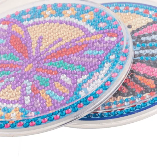 Craft Buddy 'Butterflies' Crystal Art Acrylic Coasters Set of 6 Fashion