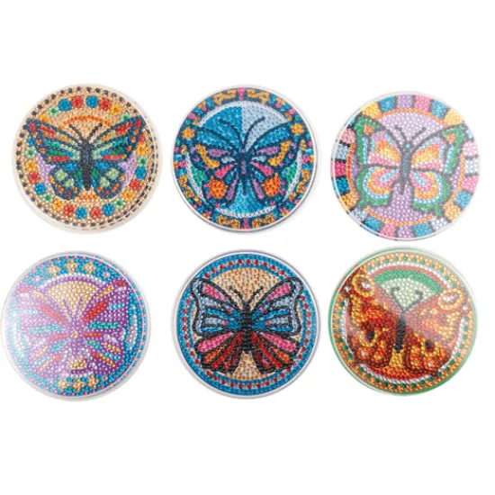 Craft Buddy 'Butterflies' Crystal Art Acrylic Coasters Set of 6 Fashion