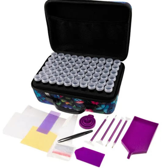 Craft Buddy Butterflies Crystal Art Storage Case - 120 Bottles New