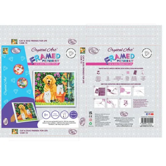 Craft Buddy "Cat & Dog" Crystal Art Framed Kit 21x25cm Discount