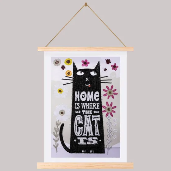 Craft Buddy "Cat At Home" Mini Crystal Art Scroll Kit Clearance