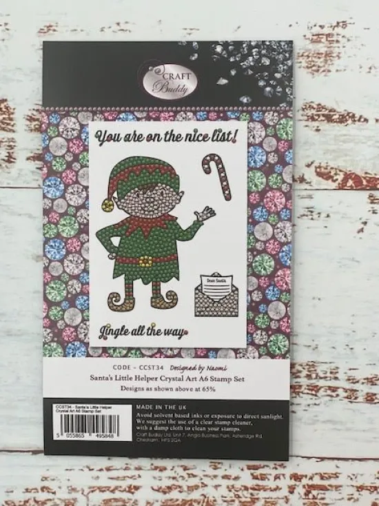 Craft Buddy CCST34: Crystal Art Santa’s Little Helper A6 Stamp Set Clearance