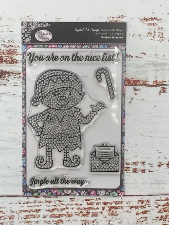 Craft Buddy CCST34: Crystal Art Santa’s Little Helper A6 Stamp Set Clearance