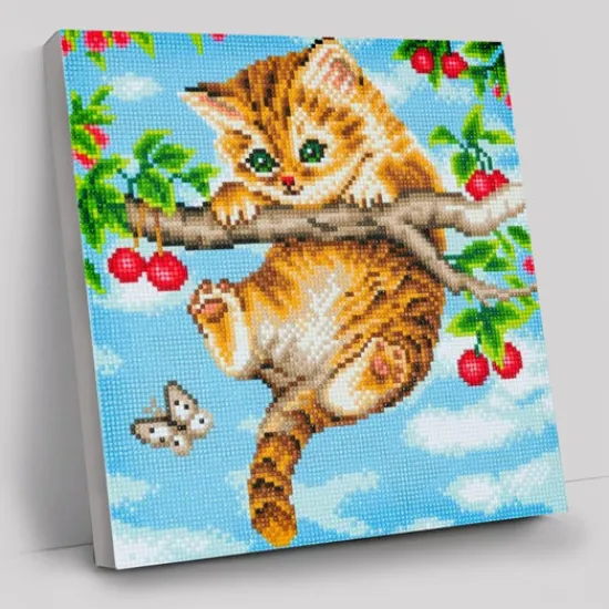 Craft Buddy "Cherry Kitten" Crystal Art Canvas Kit 30x30cm Best