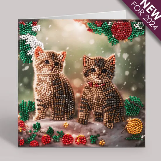 Craft Buddy "Christmas Kittens" Crystal Art Card 18x18cm Fashion