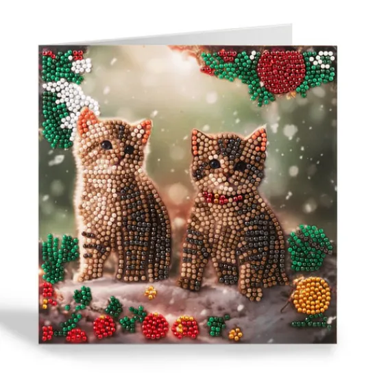 Craft Buddy "Christmas Kittens" Crystal Art Card 18x18cm Fashion