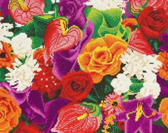Craft Buddy "Colourful Flowers" Crystal Art Canvas Kit 40x50cm Online