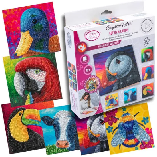 Craft Buddy "Colourful Wildlife" Crystal Art Card Set of 6 by Rachel Froud Online