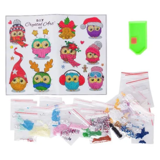 Craft Buddy "Cool Christmas Owls" Crystal Art Sticker Set 21x27cm Fashion