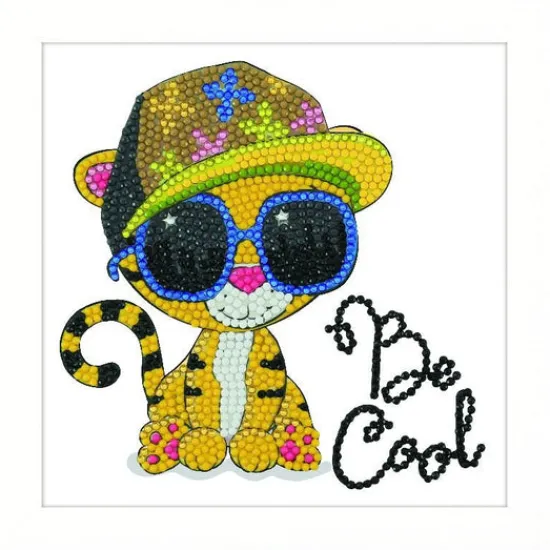 Craft Buddy "Cool Tiger" Crystal Art Frameable 16x16cm New