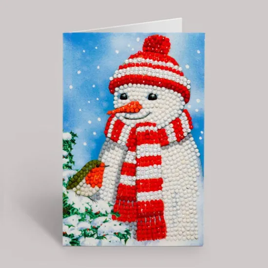 Craft Buddy Cosy Snowman, 10x15cm Crystal Art Card Hot