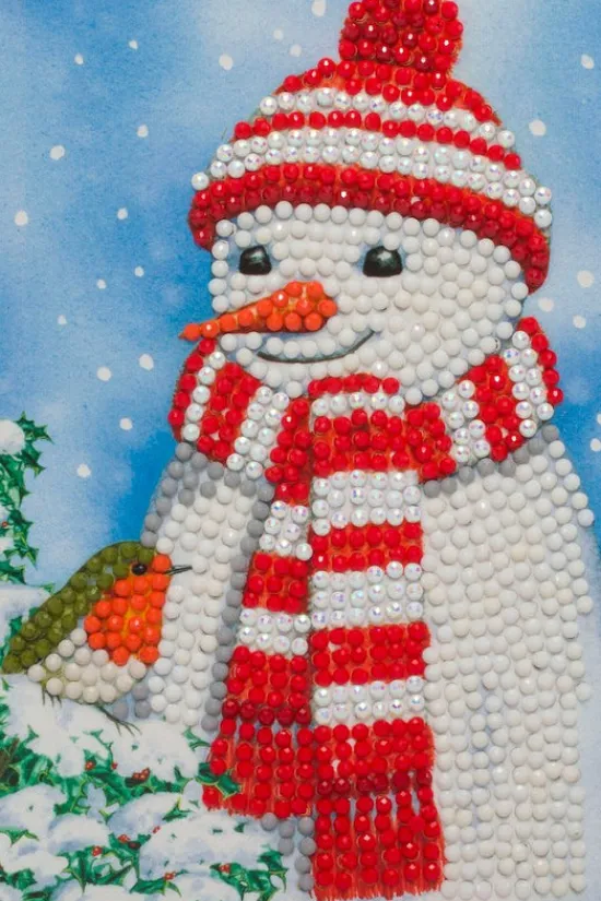Craft Buddy Cosy Snowman, 10x15cm Crystal Art Card Hot