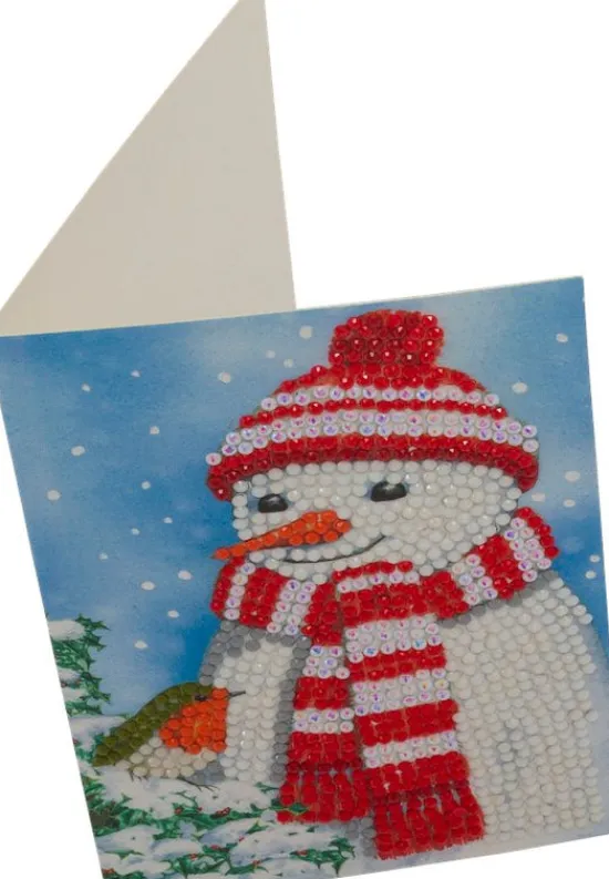 Craft Buddy Cosy Snowman, 10x15cm Crystal Art Card Hot