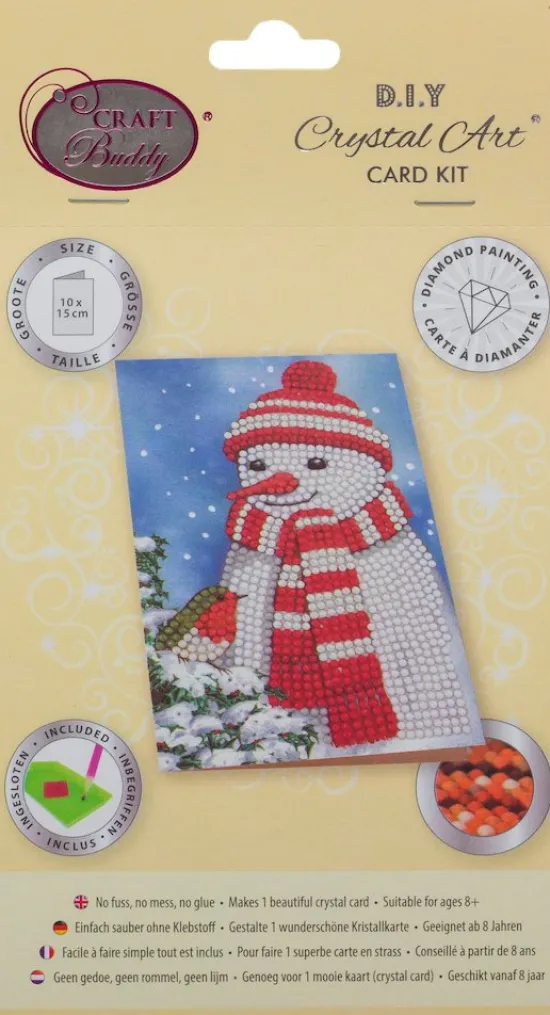 Craft Buddy Cosy Snowman, 10x15cm Crystal Art Card Hot