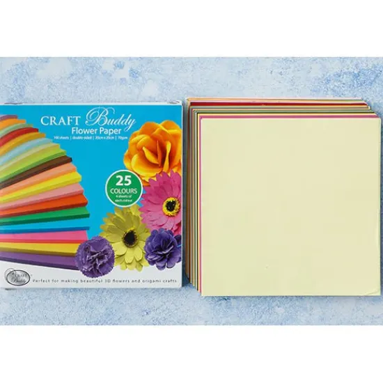 Craft Buddy 100 Sheets of 20 20cm Flower Paper Fashion