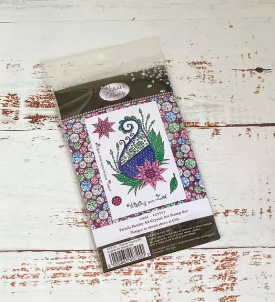 Craft Buddy Crystal Art Patiala Paisley A6 Stamp set Clearance