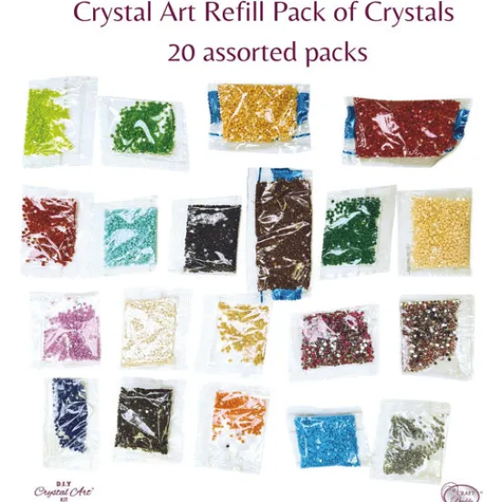Craft Buddy Crystal Art Refill Pack of Crystals - 20 assorted packs Clearance