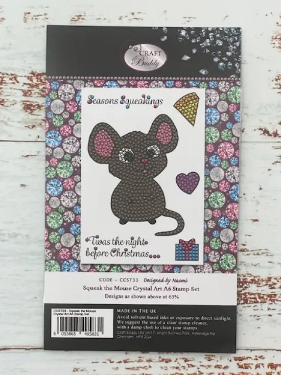 Craft Buddy Crystal Art Squeak the Mouse A6 Stamp Set Clearance