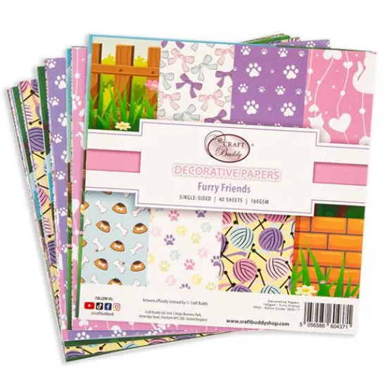 Craft Buddy Furry Friends 8x8 Decorative Papers 160 gsm Clearance