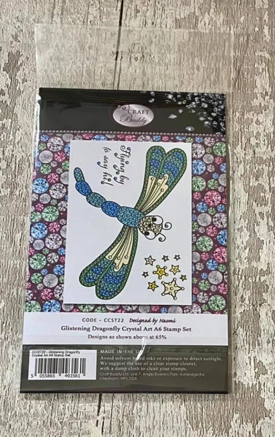 Craft Buddy Glistening Dragonfly Crystal Art A6 Stamp Set Hot