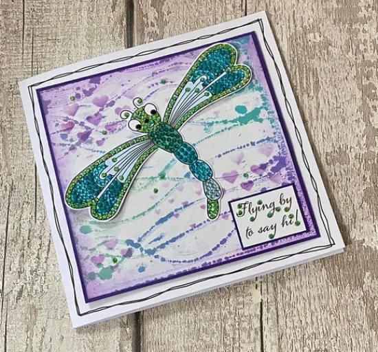 Craft Buddy Glistening Dragonfly Crystal Art A6 Stamp Set Hot