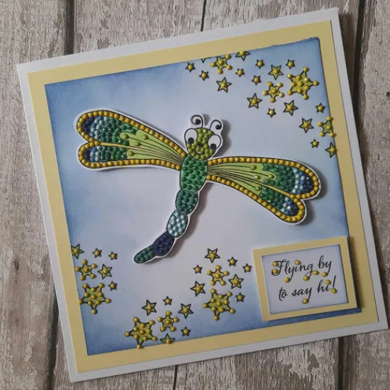 Craft Buddy Glistening Dragonfly Crystal Art A6 Stamp Set Hot