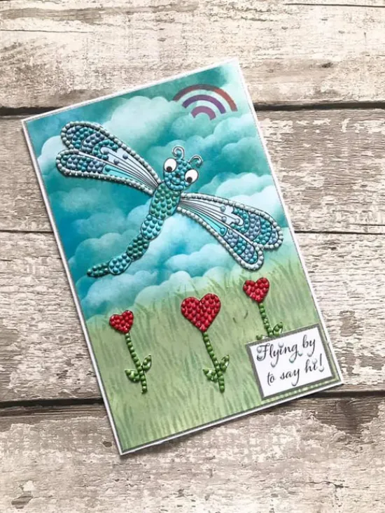 Craft Buddy Glistening Dragonfly Crystal Art A6 Stamp Set Hot