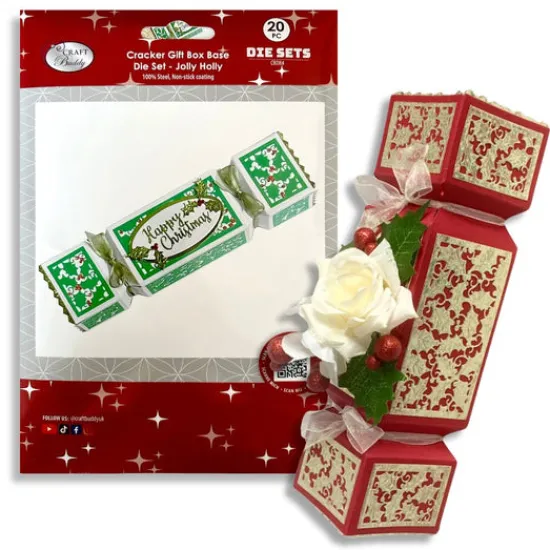 Craft Buddy "Jolly Holly" Cracker Gift Box Base Die Set Outlet