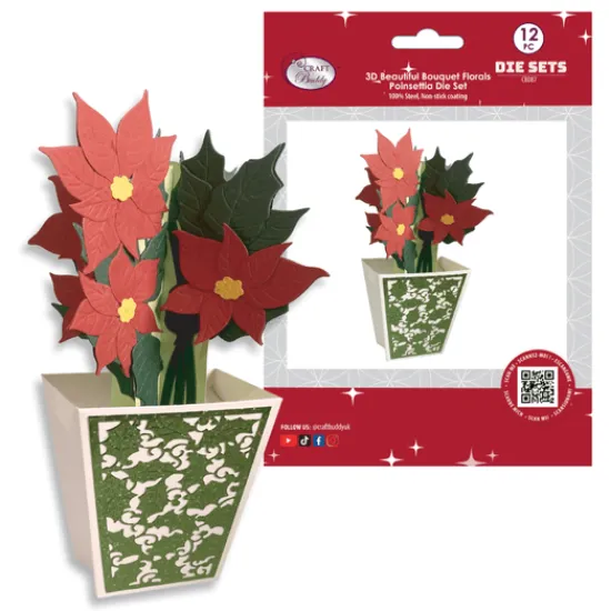 Craft Buddy “Poinsettia” Beautiful Bouquet 3D Gift Card Die Set Outlet