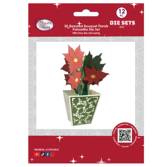 Craft Buddy “Poinsettia” Beautiful Bouquet 3D Gift Card Die Set Outlet