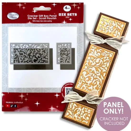 Craft Buddy "Scroll Flourish" Cracker Gift Box Panel Die Set Outlet