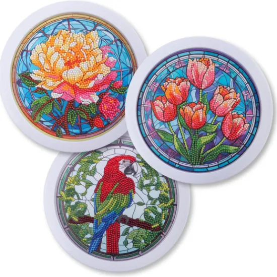 Craft Buddy Crystal Art Round White Framed Pictures - Set of 3 Sale