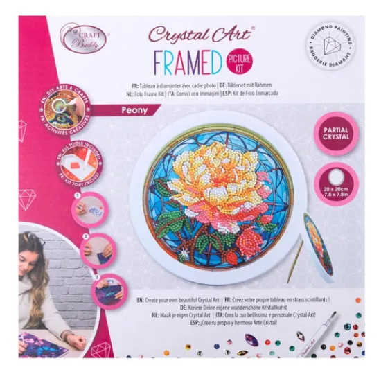 Craft Buddy Crystal Art Round White Framed Pictures - Set of 3 Sale