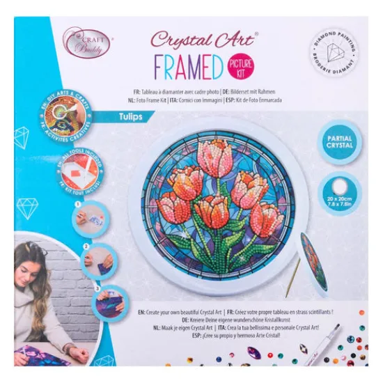 Craft Buddy Crystal Art Round White Framed Pictures - Set of 3 Sale