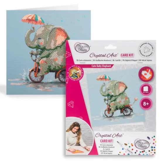 Craft Buddy "Cute Baby Elephant" Crystal Art Card Clearance