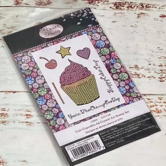 Craft Buddy Cute Cupcakes A6 Crystal Art Stamp Set Discount