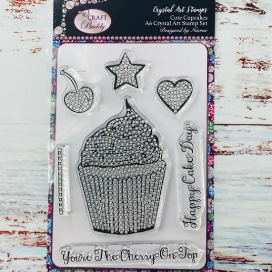Craft Buddy Cute Cupcakes A6 Crystal Art Stamp Set Discount