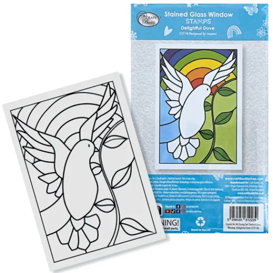Craft Buddy "Delightful Dove” Stained Glass Window A6 Stamp Set Fashion