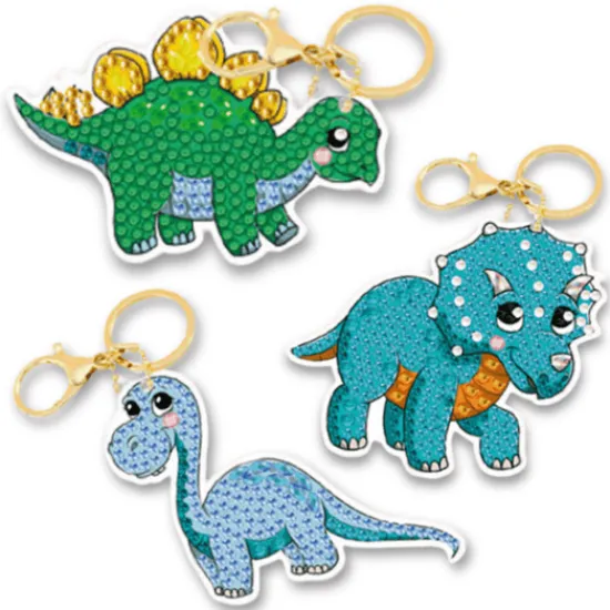 Craft Buddy "Dinosaur Friends" Crystal Art Keyring Set Outlet
