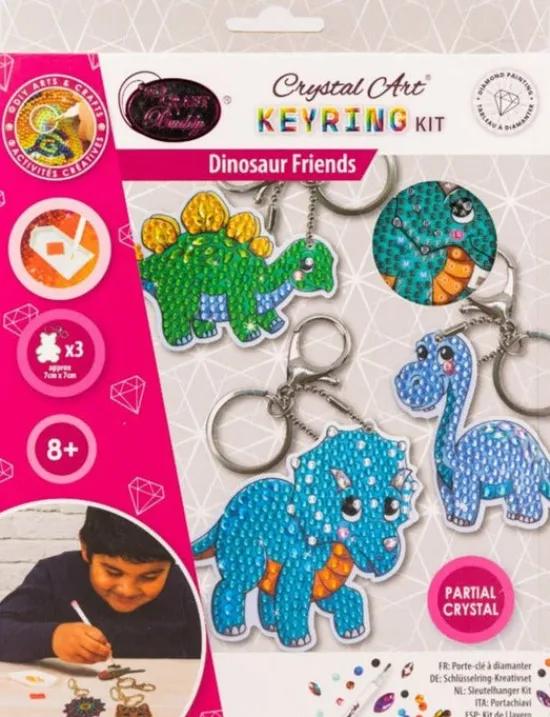 Craft Buddy "Dinosaur Friends" Crystal Art Keyring Set Outlet