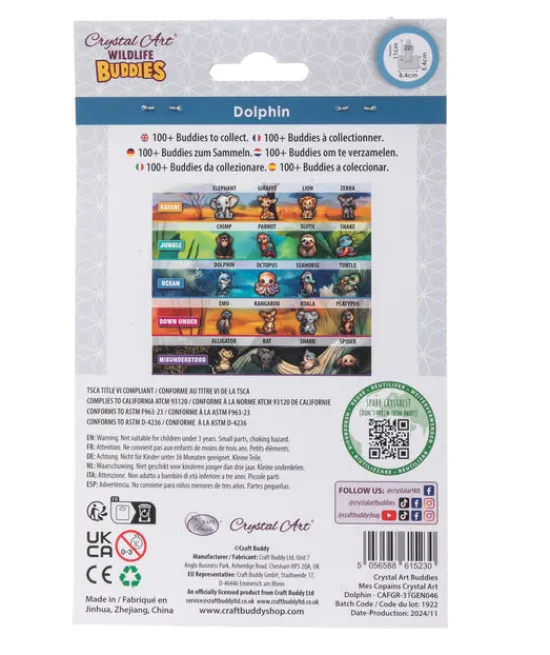 Craft Buddy Dolphin Crystal Art Wildlife Buddies Clearance